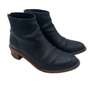 Loeffler Randall Women Back Zip Block Heel Booties in Black Leather Size 6B